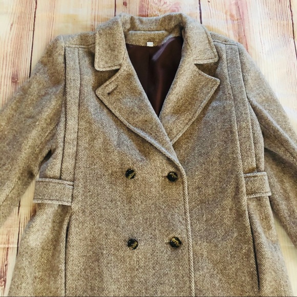 Vintage Wool Nylon Tweed Herringbone Coat ILGWU - Picture 6 of 12